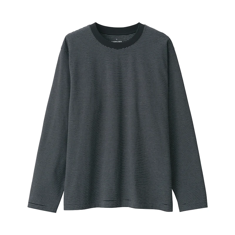Men's Jersey Crew Neck Long Sleeve Striped T-Shirt