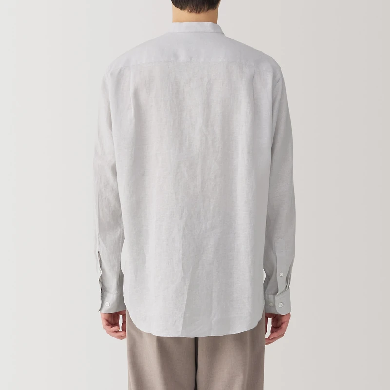 Men's Linen Stand Collar Shirt