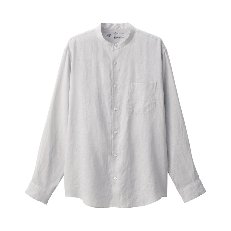 Men's Linen Stand Collar Shirt