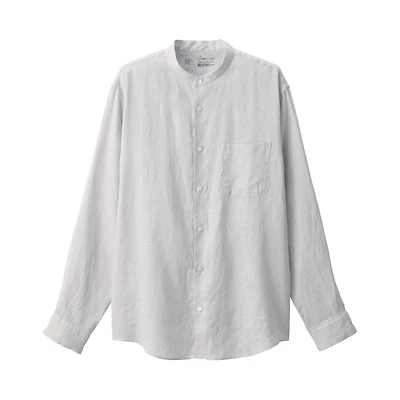 Men's Linen Stand Collar Shirt