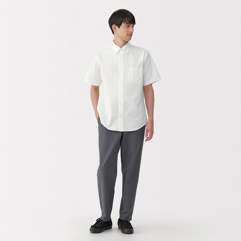 Men's Washed Oxford Button Down Short Sleeve Shirt