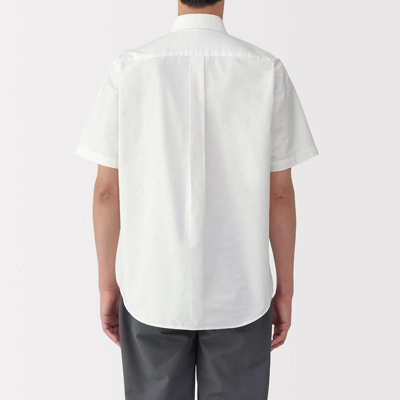 Men's Washed Oxford Button Down Short Sleeve Shirt