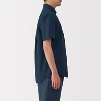 Men's Washed Oxford Button Down Short Sleeve Shirt