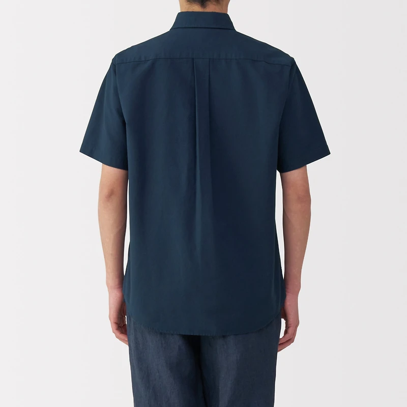 Men's Washed Oxford Button Down Short Sleeve Shirt