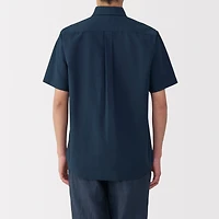 Men's Washed Oxford Button Down Short Sleeve Shirt