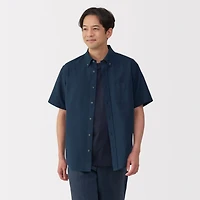 Men's Washed Oxford Button Down Short Sleeve Shirt