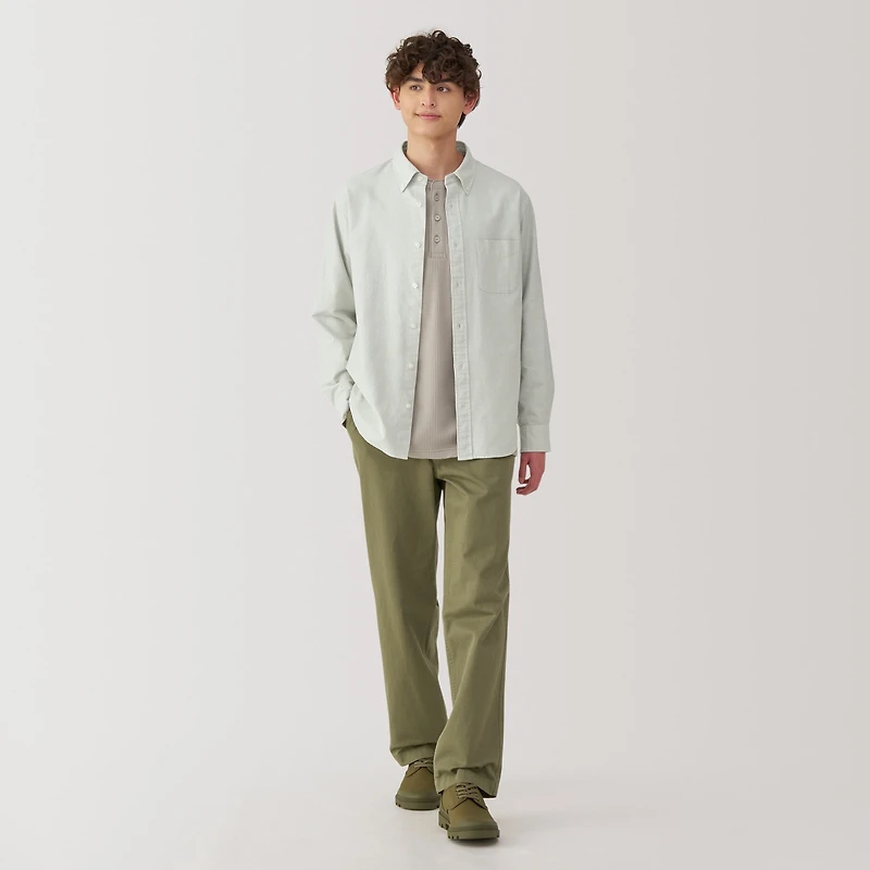 Men's Washed Oxford Button Down Long Sleeve Shirt