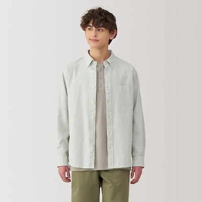 Men's Washed Oxford Button Down Long Sleeve Shirt