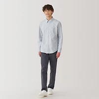 Men's Washed Oxford Button Down Long Sleeve Striped Shirt
