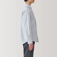 Men's Washed Oxford Button Down Long Sleeve Striped Shirt