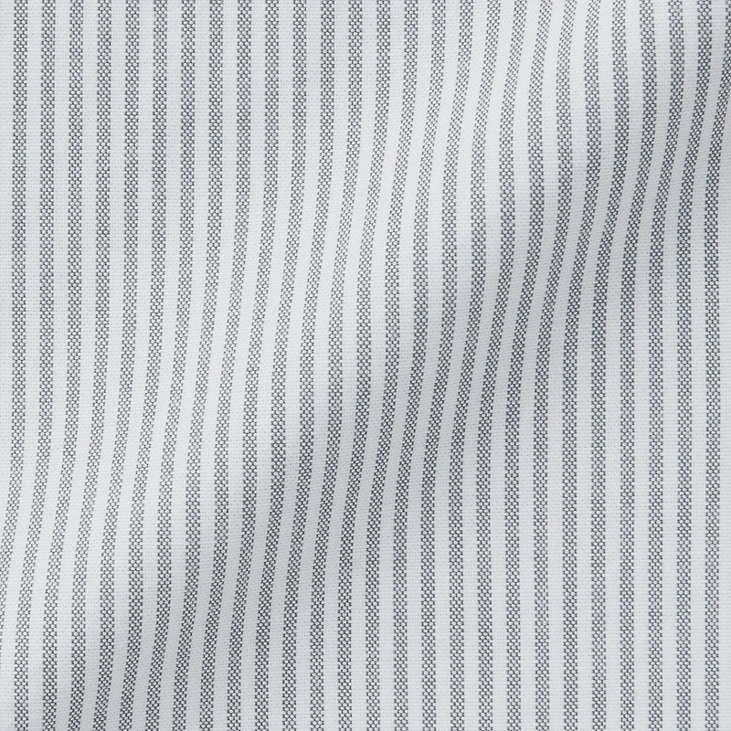 Men's Washed Oxford Button Down Long Sleeve Striped Shirt