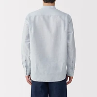 Men's Hemp Cotton Stand Collar Striped Shirt
