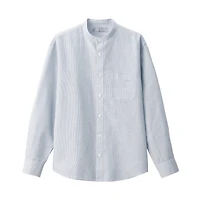 Men's Hemp Cotton Stand Collar Striped Shirt