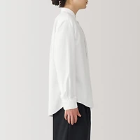 Men's Washed Oxford Stand Collar Long Sleeve Shirt
