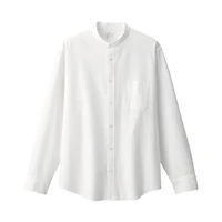 Men's Washed Oxford Stand Collar Long Sleeve Shirt