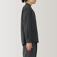 Men's Washed Oxford Stand Collar Long Sleeve Shirt