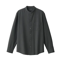 Men's Washed Oxford Stand Collar Long Sleeve Shirt