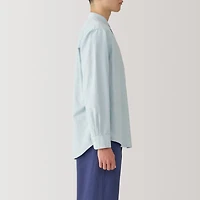 Men's Washed Oxford Stand Collar Long Sleeve Shirt