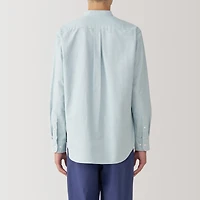 Men's Washed Oxford Stand Collar Long Sleeve Shirt