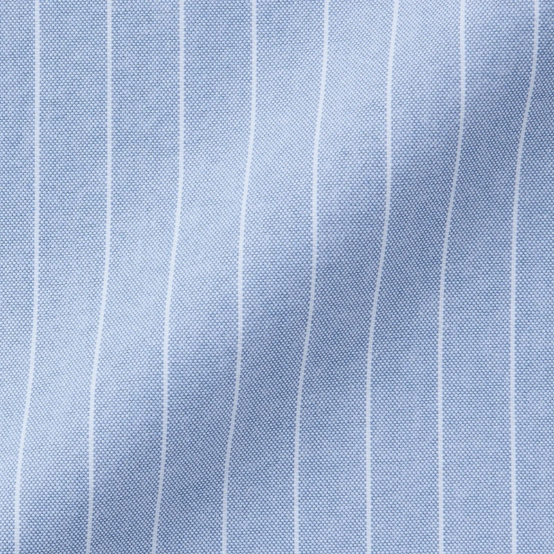 Men's Washed Oxford Stand Collar Long Sleeve Striped Shirt