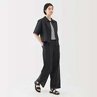Women's Hemp Blend Twill Darted Wide Pants