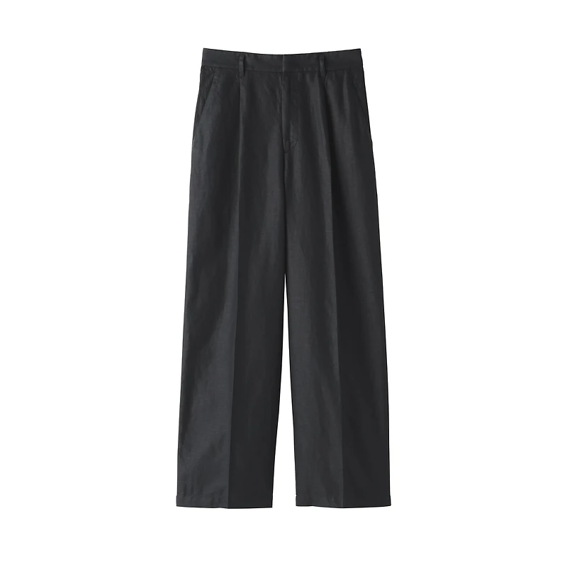 Women's Hemp Blend Twill Darted Wide Pants