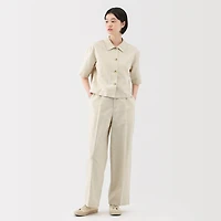 Women's Hemp Blend Twill Darted Wide Pants
