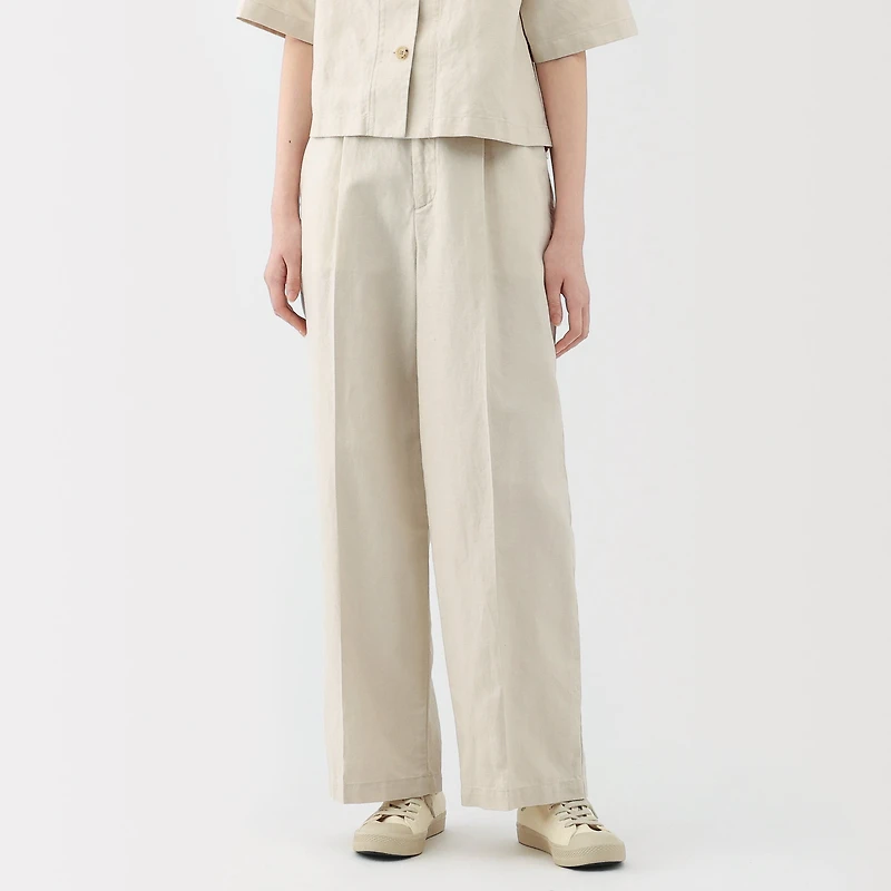 Women's Hemp Blend Twill Darted Wide Pants