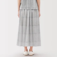 Women's Block Print Gather Maxi-Skirt