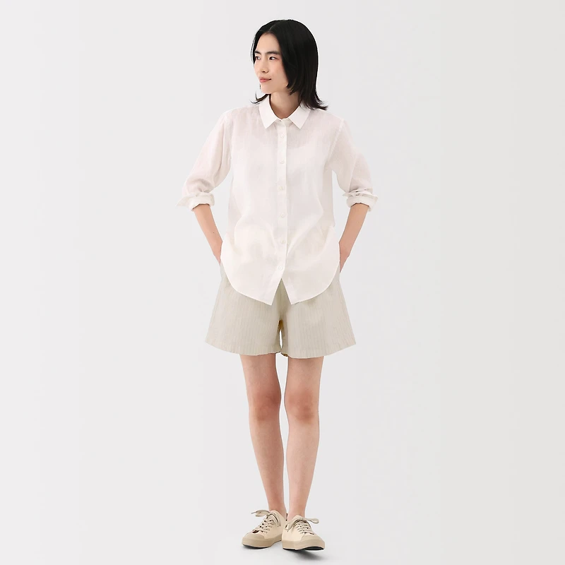Women's Hemp Cotton Striped Easy Shorts
