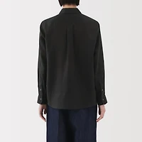 Women's Washed Linen Regular Collar Long Sleeve Shirt