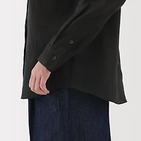 Women's Washed Linen Regular Collar Long Sleeve Shirt