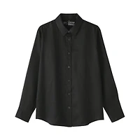Women's Washed Linen Regular Collar Long Sleeve Shirt