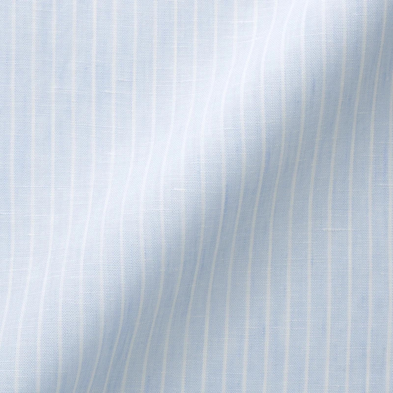 Women's Washed Linen Regular Collar Long Sleeve Striped Shirt