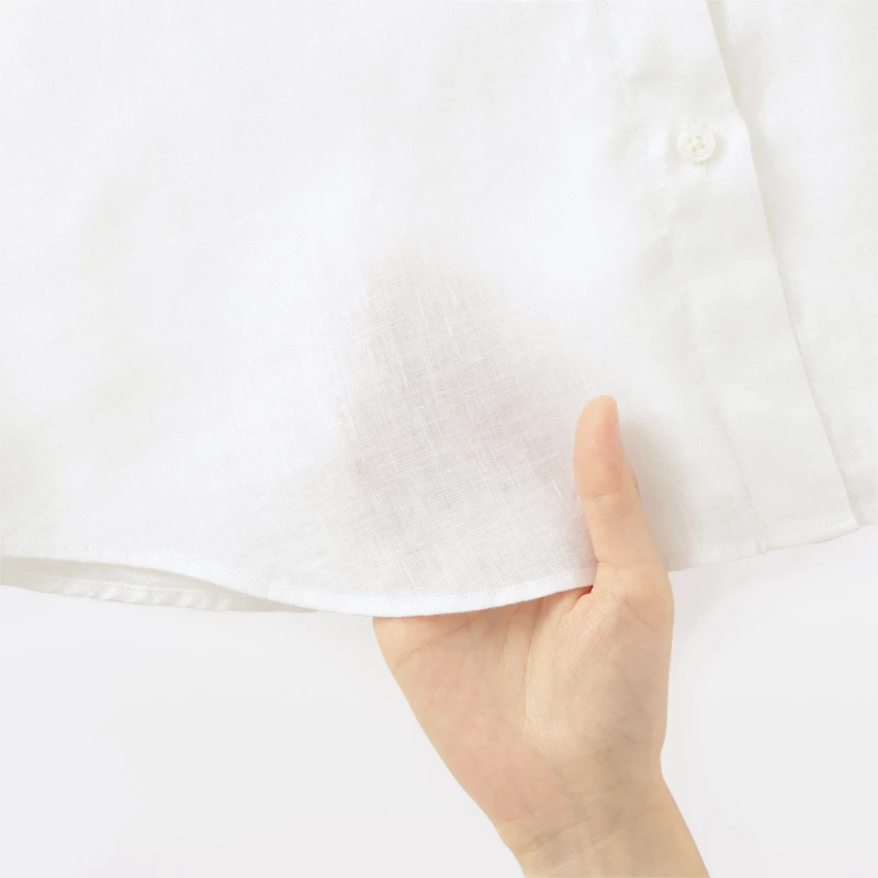 Women's Washed Linen Regular Collar Long Sleeve Striped Shirt