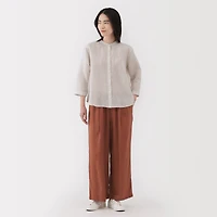 Women's Washed Linen 3/4 Sleeve Striped Blouse