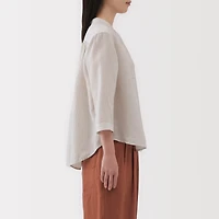 Women's Washed Linen 3/4 Sleeve Striped Blouse