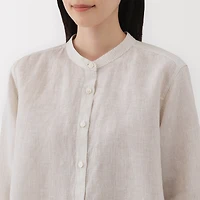 Women's Washed Linen 3/4 Sleeve Striped Blouse