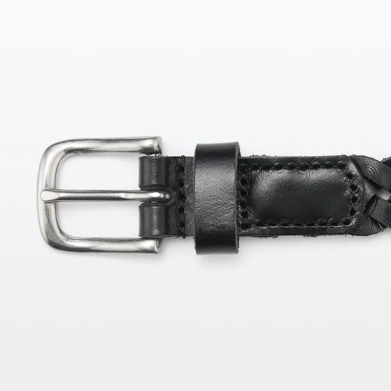 Vegetable Tannin Leather Hand-Knitted Skinny Belt