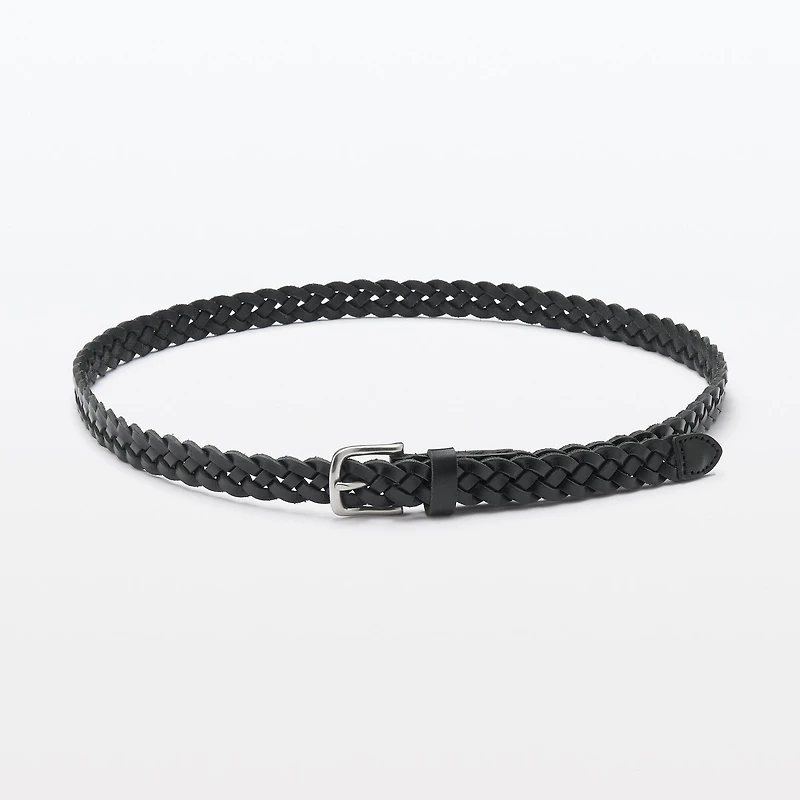 Vegetable Tannin Leather Hand-Knitted Skinny Belt