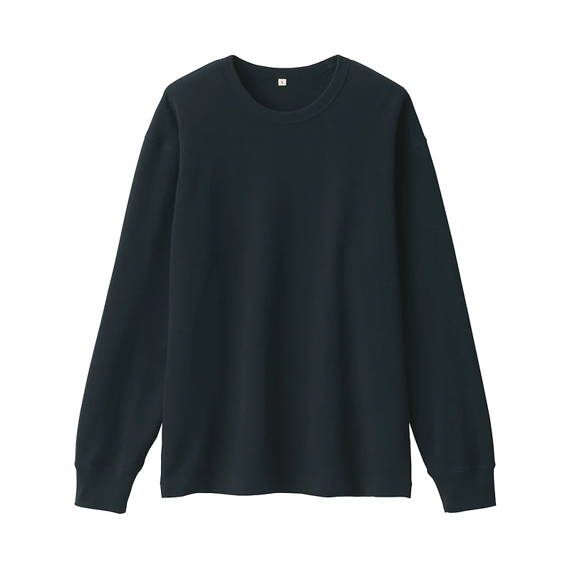 Labo Men's Traditional Knit Mini French Terry Crew Long Sleeve T-Shirt