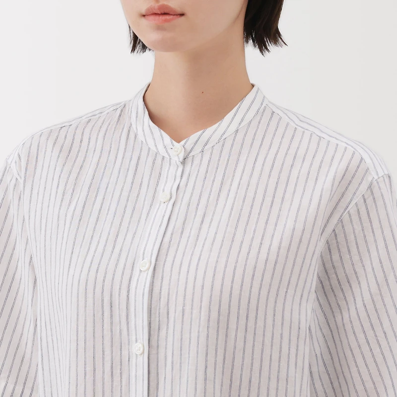 Women's Hemp Cotton Short Sleeve Striped Dress