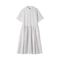 Women's Hemp Cotton Short Sleeve Striped Dress