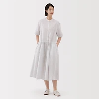Women's Hemp Cotton Short Sleeve Striped Dress