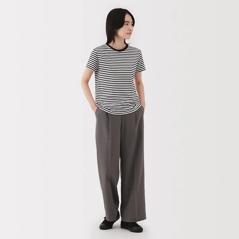 Women's Jersey Crew Neck Short Sleeve Striped T-Shirt