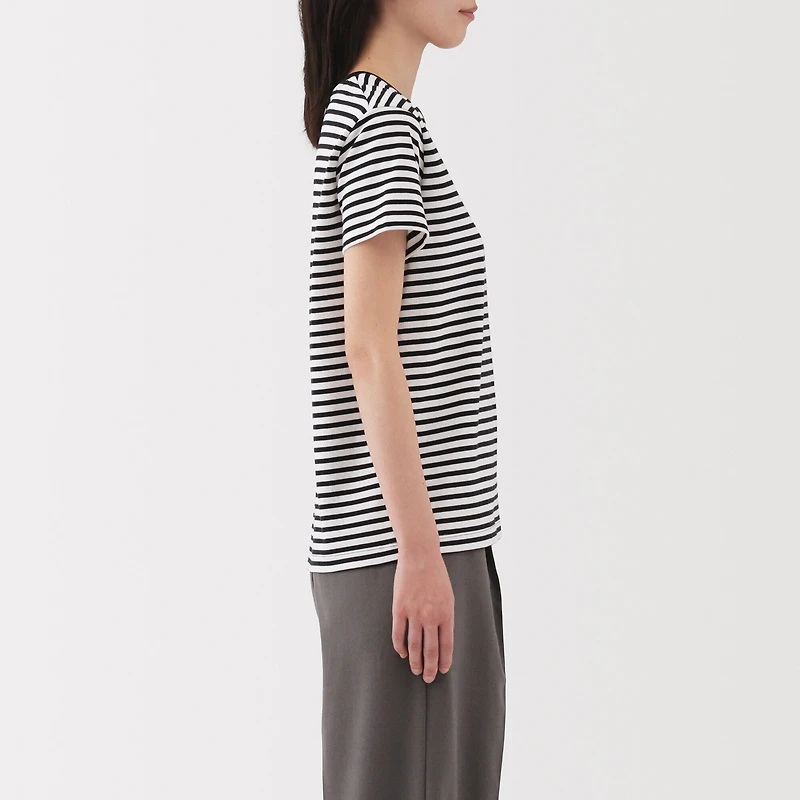 Women's Jersey Crew Neck Short Sleeve Striped T-Shirt