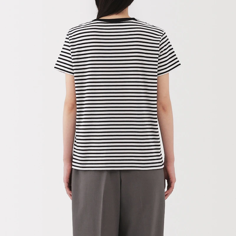 Women's Jersey Crew Neck Short Sleeve Striped T-Shirt