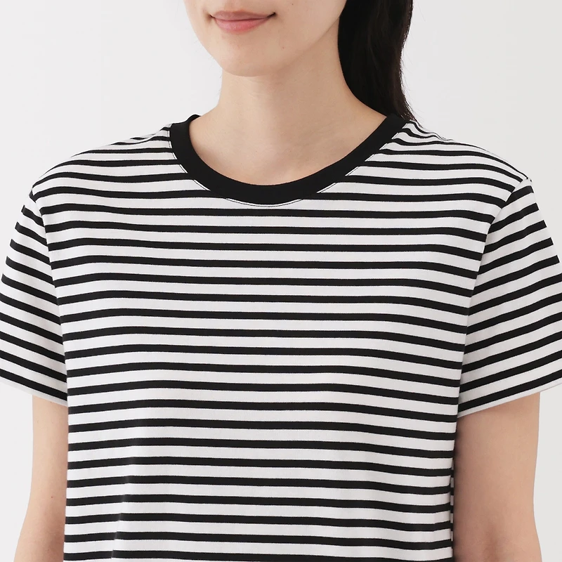 Women's Jersey Crew Neck Short Sleeve Striped T-Shirt