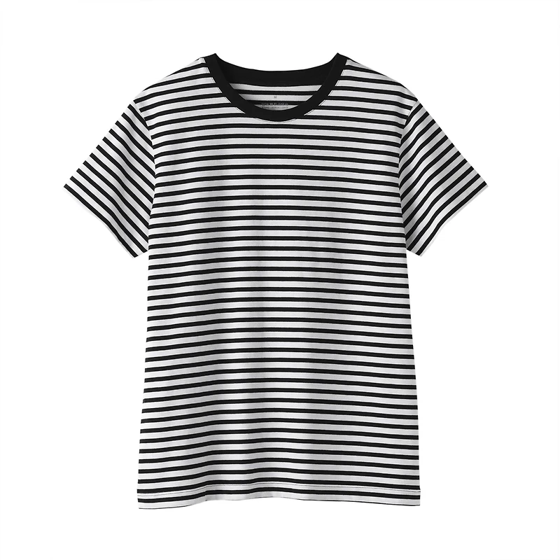 Women's Jersey Crew Neck Short Sleeve Striped T-Shirt