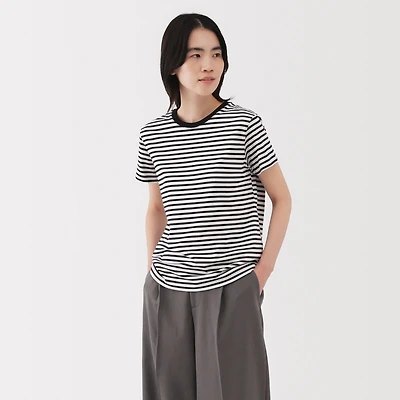 Women's Jersey Crew Neck Short Sleeve Striped T-Shirt